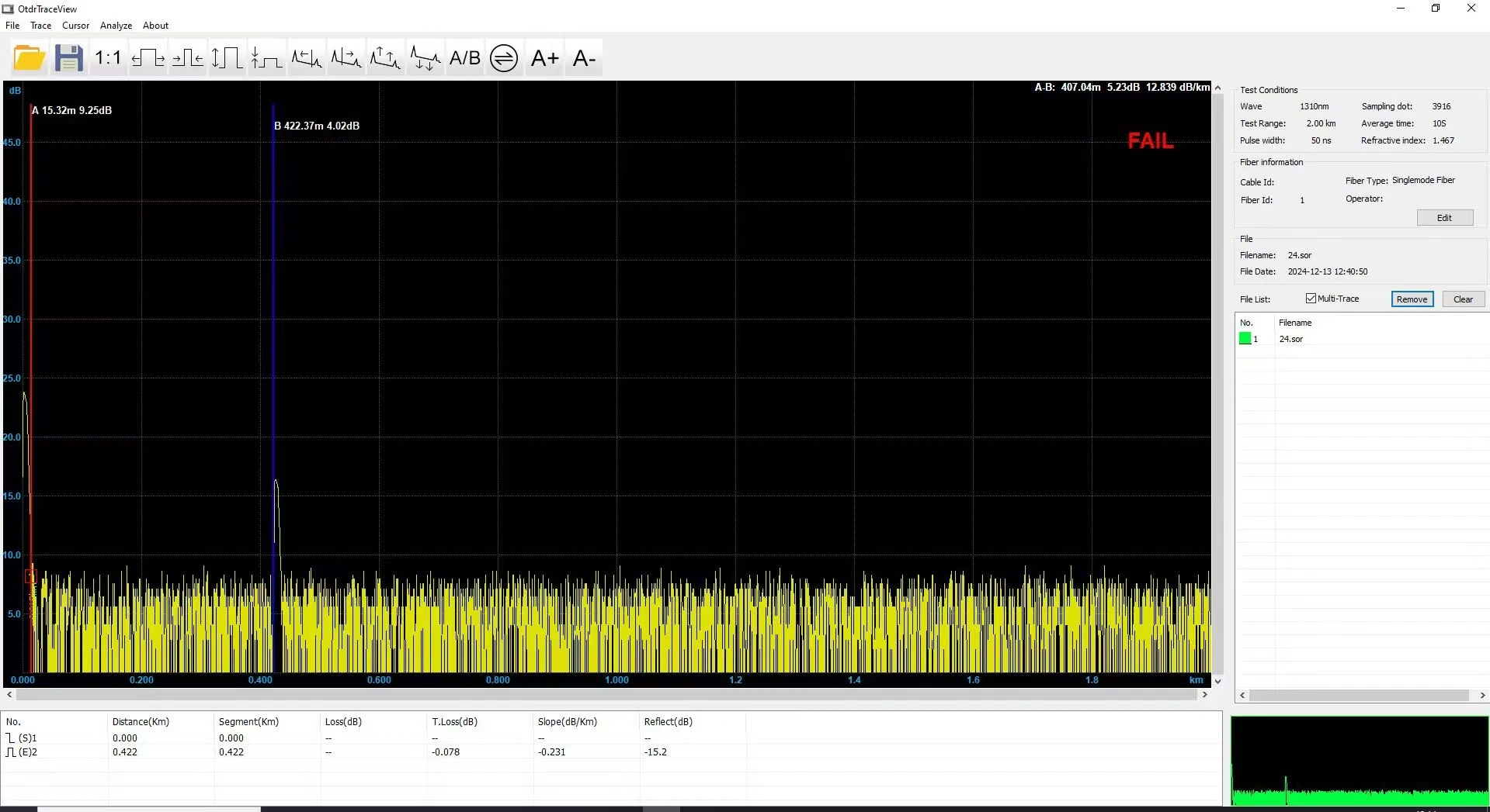FirstFiber 8000MAX OTDR 광섬유 리플렉토미터 측정
