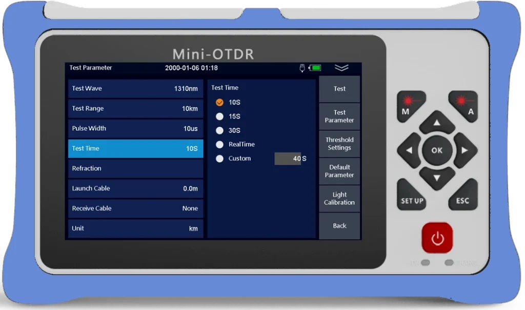 980RTC 미니 리플렉토미터 OTDR 설정