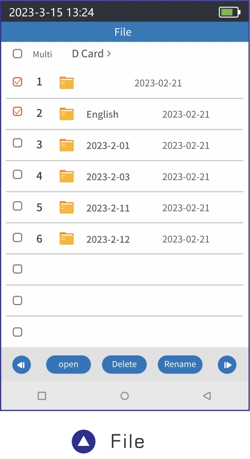 980TEK OTDR 안드로이드 UI 파일 관리