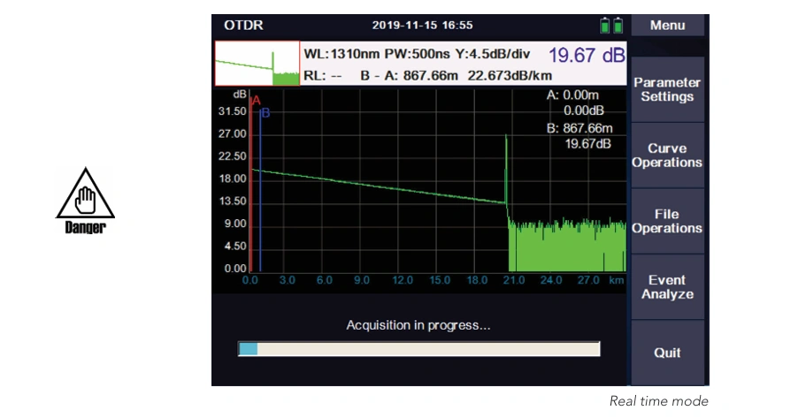 OTDR 8000MAX: 광섬유 케이블 테스트, 손실 분석