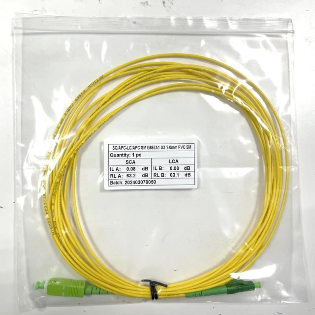 SC/APC-LC/APC G657A1 단일 모드 광섬유 패치 코드