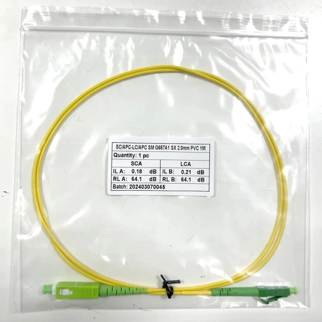 SC/APC-LC/APC G657A1 단일 모드 심플렉스 광섬유 패치 코드
