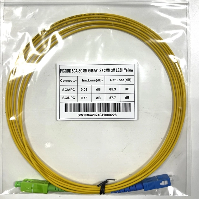 G657A1 단일모드 SC/APC-SC/UPC 3m 광 점퍼