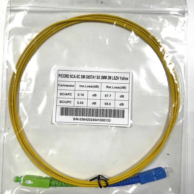 SC/APC SC/UPC G657A1 단일 모드 광섬유 패치 코드